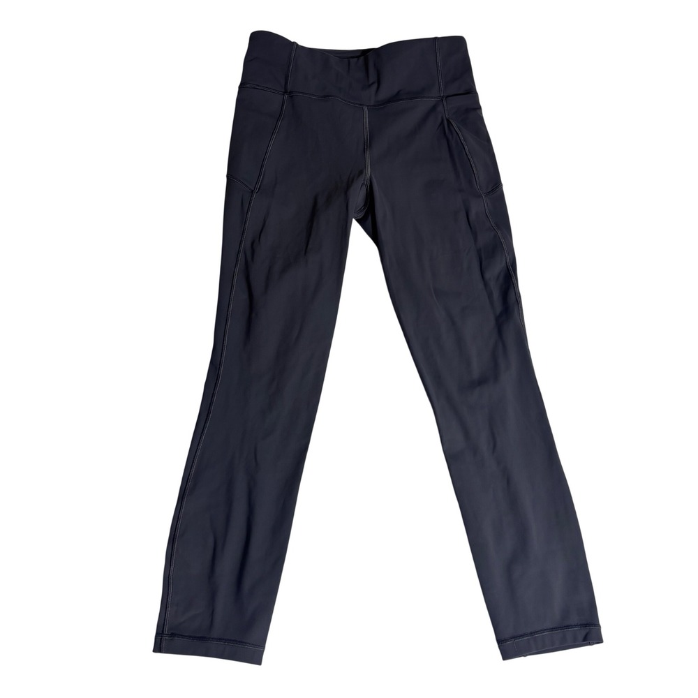 Lululemon Final Lap Crop 23 Dark Carbon Grey Running Leggings Nulux Size 6